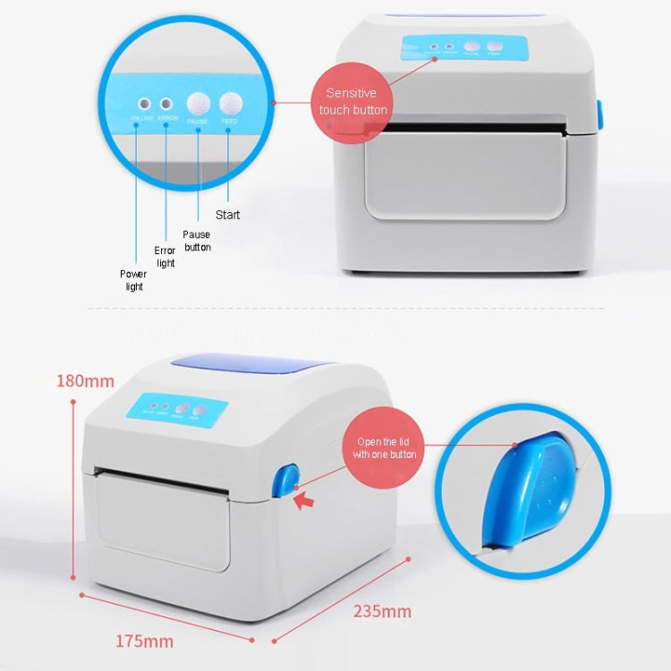 GPRINTER GP1324D Bluetooth USB Port Thermal Automatic Calibration Barcode Printer, Max Supported Thermal Paper Size: 104 x 2286mm - free shipping - PMC Jewellery - Order now!