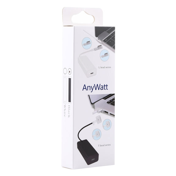 AnyWatt 85W USB-C / Type-C Female to 5 Pin MagSafe 1 Male L Head Series Charge Adapter Converter for MacBook (Black)