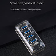 ORICO F4U 4 x USB 3.0 Ports 5Gbps Fast Transmission Desktop HUB with Blue LED Indicator Light(Transparent)