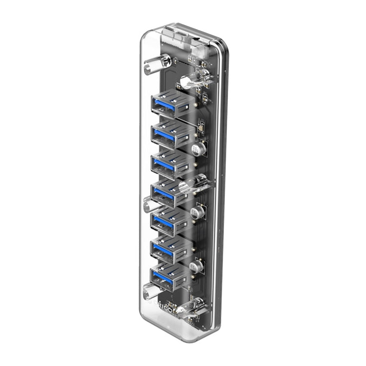 ORICO F7U 7 x USB 3.0 Ports 5Gbps Fast Transmission Desktop HUB with Blue LED Indicator Light (Transparent)