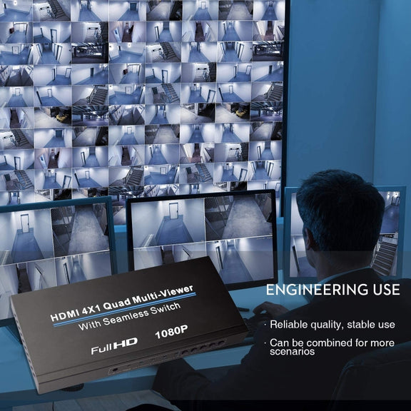 NEWKENG NK-C941 Full HD 1080P HDMI 4x1 Quad Multi-Viewer with Seamless Switch & Remote Control, UK Plug