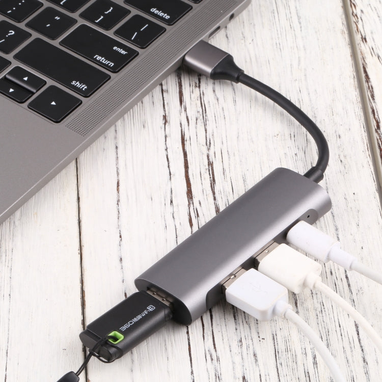 T-811 4 in 1 USB-C / Type-C to 3 USB 3.0 + USB-C / Type-C Ports HUB Docking Station - USB HUB by PMC TechLife | Online Shopping South Africa | PMC TechLife