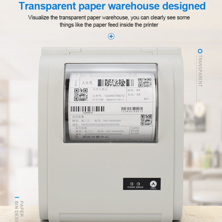 POS-9210 110mm USB +  Bluetooth POS Receipt Thermal Printer Express Delivery Barcode Label Printer, AU Plug(White)