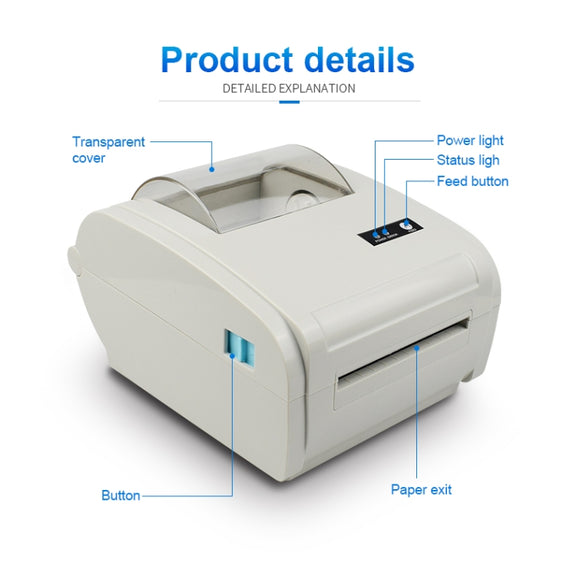 POS-9210 110mm USB +  Bluetooth POS Receipt Thermal Printer Express Delivery Barcode Label Printer, AU Plug(White)