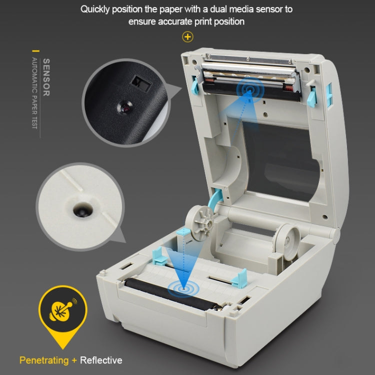 POS-9210 110mm USB +  Bluetooth POS Receipt Thermal Printer Express Delivery Barcode Label Printer, UK Plug(White)