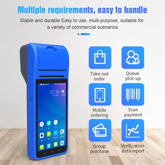 POS-6000 4G Version 1GB+8GB 58mm PDA Handheld 5.5 inch QR Code Android Smart POS Teminal Scanner Printer, UK Plug