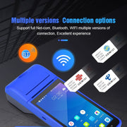 POS-6000 4G Version 1GB+8GB 58mm PDA Handheld 5.5 inch QR Code Android Smart POS Teminal Scanner Printer, EU Plug