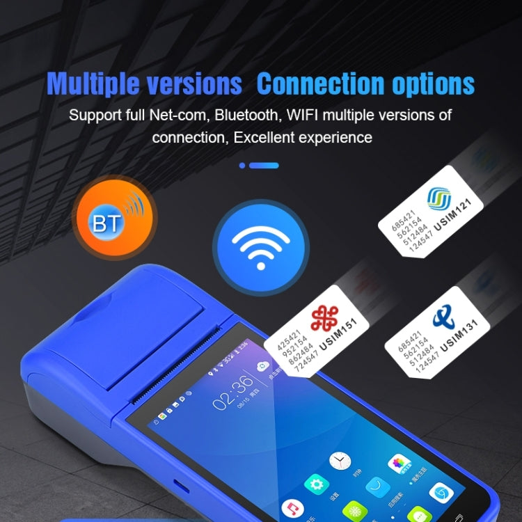 POS-6000 4G Version 1GB+8GB 58mm PDA Handheld 5.5 inch QR Code Android Smart POS Teminal Scanner Printer, EU Plug