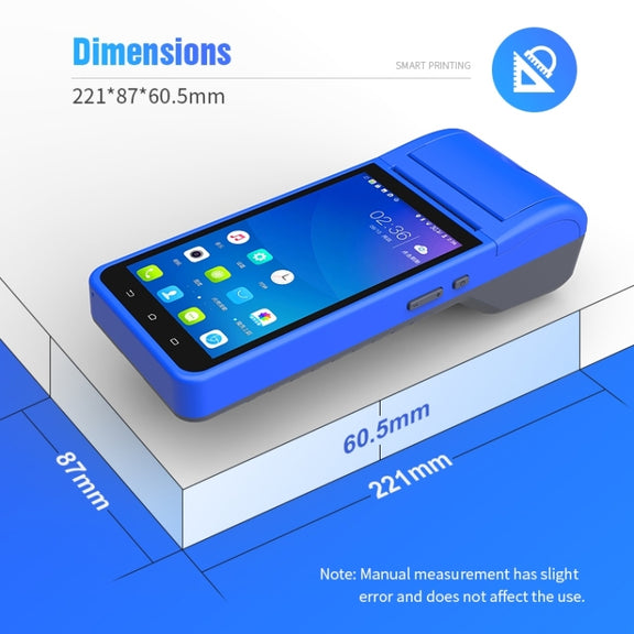 POS-6000 4G Version 1GB+8GB 58mm PDA Handheld 5.5 inch QR Code Android Smart POS Teminal Scanner Printer, US Plug