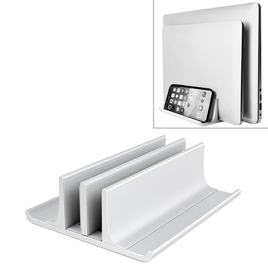 Universal Portable Aluminum Alloy Double Slot Width Adjustable Laptop Vertical Storage Stand Base(Silver) - free shipping - PMC Jewellery - Order now!