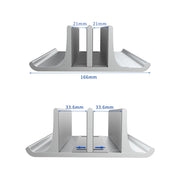 Universal Portable Aluminum Alloy Double Slot Width Adjustable Laptop Vertical Storage Stand Base(Silver)