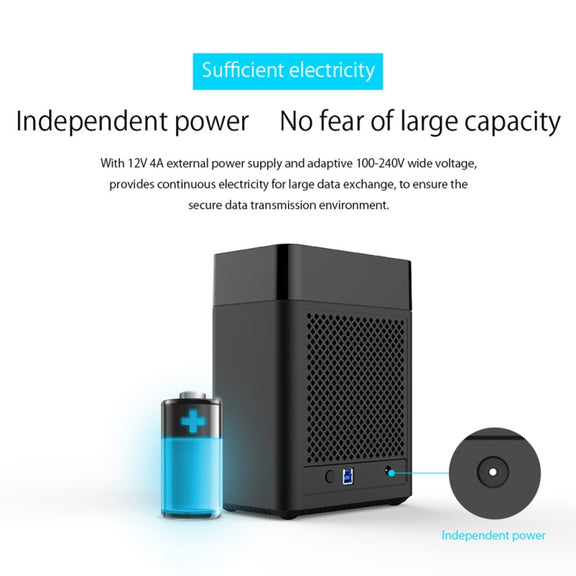 ORICO DS200U3 3.5 inch 2 Bay Magnetic-type USB 3.0 Hard Drive Enclosure with Blue LED Indicator(Black)