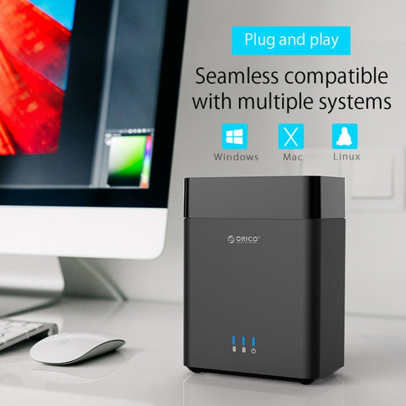ORICO DS200U3 3.5 inch 2 Bay Magnetic-type USB 3.0 Hard Drive Enclosure with Blue LED Indicator(Black)