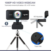 HXSJ S4 1080P Adjustable 180 Degree HD Manual Focus Video Webcam PC Camera with Microphone(Black)
