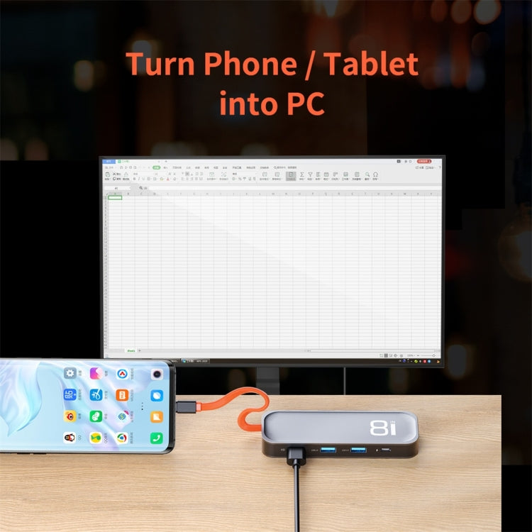 ROCK TR03 8 In 1 Type-C / USB-C to HDMI Multifunctional Extension HUB Adapter (Grey) - free shipping - PMC Jewellery - Order now!