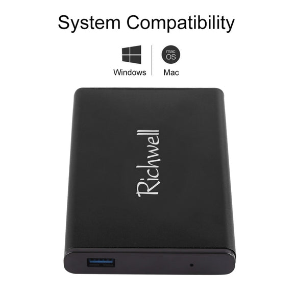 Richwell SATA R2-SATA-1TGB 1TB 2.5 inch USB3.0 Super Speed Interface Mobile Hard Disk Drive(Black)