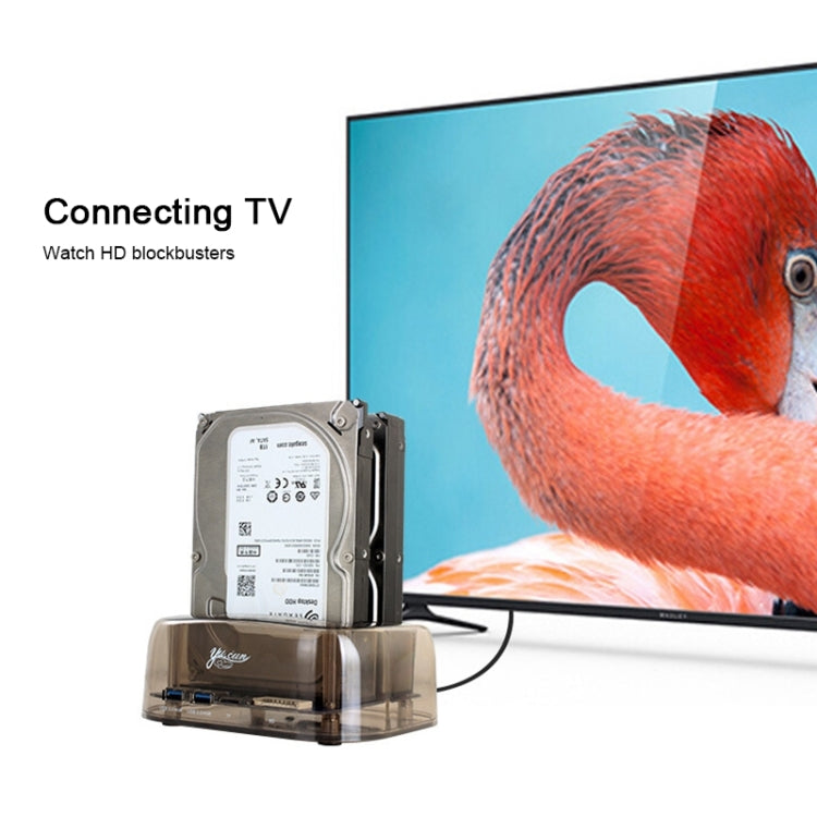 2.5 / 3.5 inch USB3.0 Dual SATA HDD Enclosure with HUB & OTB Function, The Maximum Support Capacity: 16TB - HDD Enclosure by PMC Jewellery | Online Shopping South Africa | PMC Jewellery | Buy Now Pay Later Mobicred