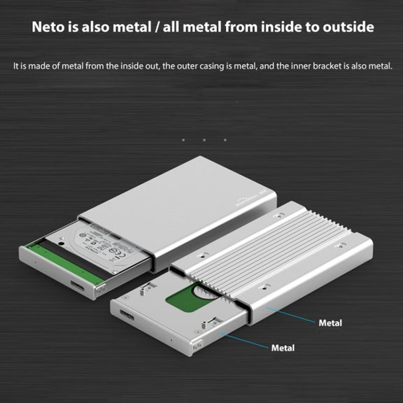 Blueendless U23Q SATA 2.5 inch Micro B Interface HDD Enclosure with USB-C / Type-C to USB 3.0 Cable, Support Thickness: 1cm or less