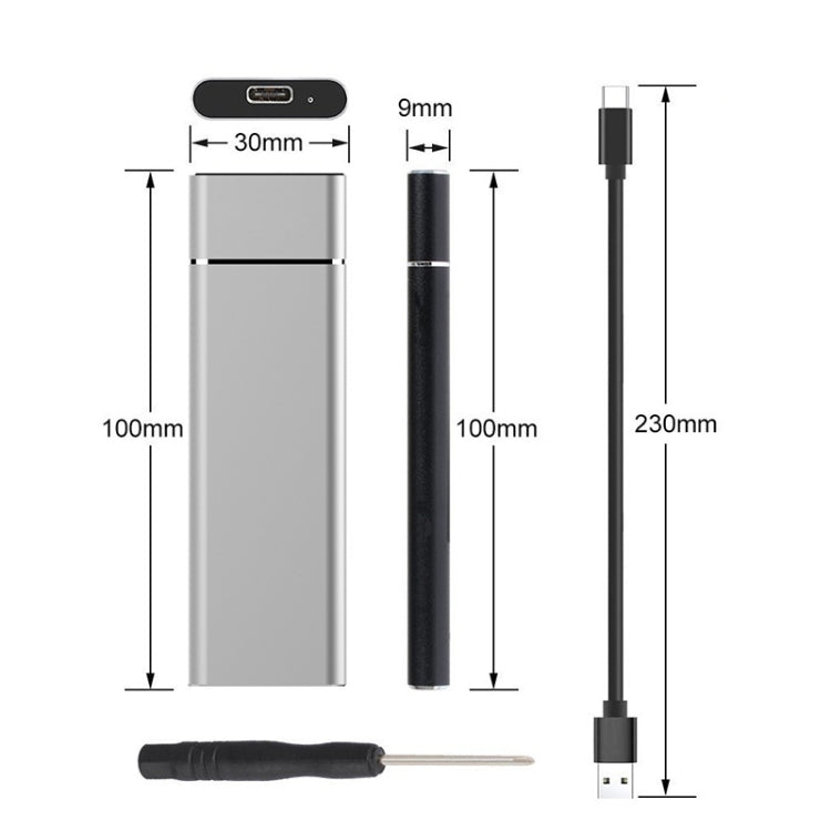 M.2 NGFF to USB-C / Type-C USB 3.1 Interface Aluminum Alloy SSD Enclosure(Black)