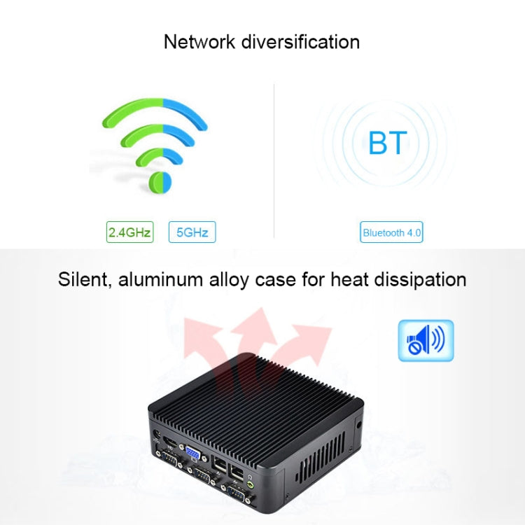 Fanless Mini Industrial Control PC with 4 USB Ports & RS-232 COM Port, 8GB RAM, Intel Celeron N2920 2.0GHz Quard Core, Support Bluetooth 4.0 & 2.4G / 5.0G Dual-band WiFi(Black) - Windows Mini PCs by PMC Jewellery | Online Shopping South Africa | PMC Jewellery | Buy Now Pay Later Mobicred