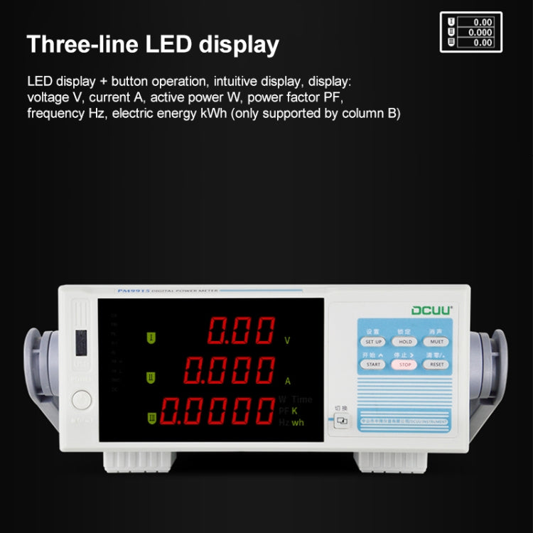 DCUU PM9915 Intelligent Electrical Parameters Measuring Instrument (US Plug) - Current & Voltage Tester by PMC TechLife | Online Shopping South Africa | PMC TechLife | Buy Now Pay Later Mobicred