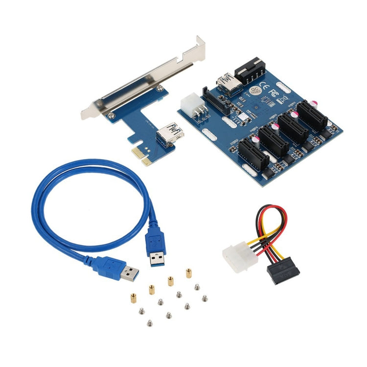 PCI-E to PCI-E Converter Card 1 to 4 1 X Express Card with 4 Ports PCI-E Slots -  by PMC Jewellery | Online Shopping South Africa | PMC Jewellery | Buy Now Pay Later Mobicred