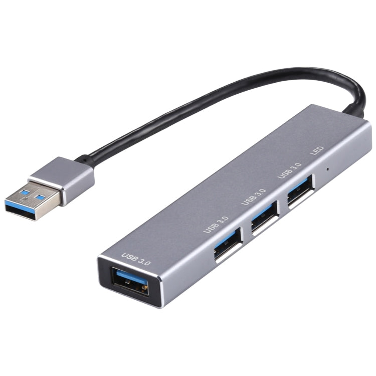 3019 4 x USB 3.0 to USB 3.0 Aluminum Alloy HUB Adapter with LED Indicator (Silver Grey) - USB 3.0 HUB by PMC TechLife | Online Shopping South Africa | PMC TechLife | Buy Now Pay Later Mobicred