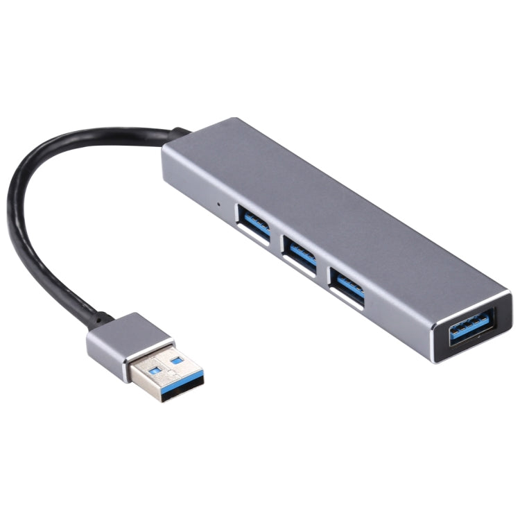 3019 4 x USB 3.0 to USB 3.0 Aluminum Alloy HUB Adapter with LED Indicator (Silver Grey) - USB 3.0 HUB by PMC Jewellery | Online Shopping South Africa | PMC Jewellery | Buy Now Pay Later Mobicred