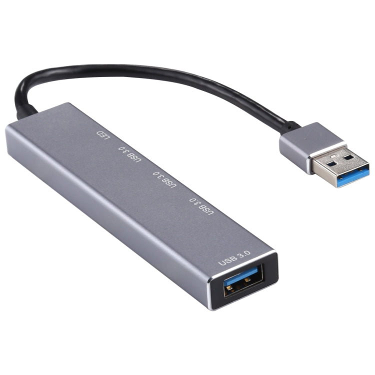 3019 4 x USB 3.0 to USB 3.0 Aluminum Alloy HUB Adapter with LED Indicator (Silver Grey) - USB 3.0 HUB by PMC Jewellery | Online Shopping South Africa | PMC Jewellery | Buy Now Pay Later Mobicred