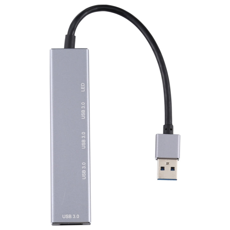 3019 4 x USB 3.0 to USB 3.0 Aluminum Alloy HUB Adapter with LED Indicator (Silver Grey) - USB 3.0 HUB by PMC Jewellery | Online Shopping South Africa | PMC Jewellery | Buy Now Pay Later Mobicred