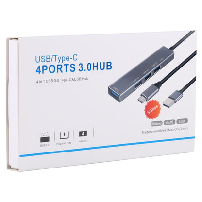3019 4 x USB 3.0 to USB 3.0 Aluminum Alloy HUB Adapter with LED Indicator (Silver Grey) - USB 3.0 HUB by PMC Jewellery | Online Shopping South Africa | PMC Jewellery | Buy Now Pay Later Mobicred