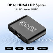 NK-W60 DP DisplayPort To HDMI, DP DisplayPort Splitter MST / SST Monitor Switcher (Black)