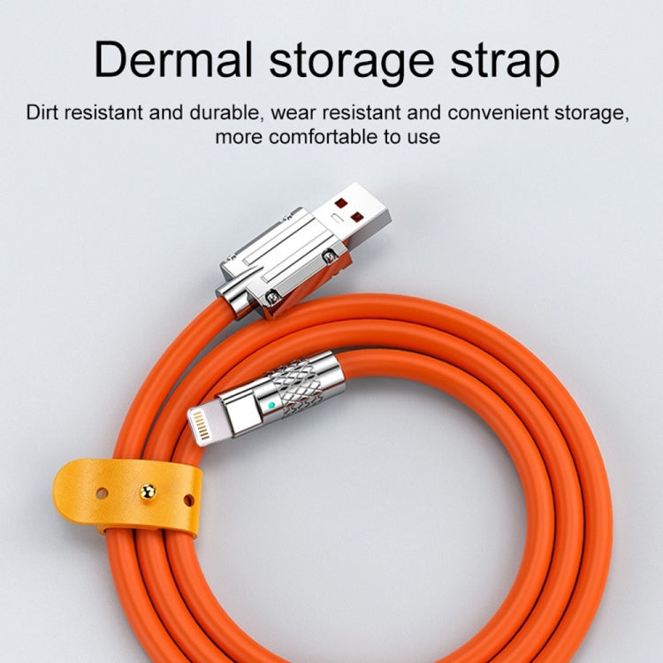 Mech Series 6A 120W USB to 8 Pin Metal Plug Silicone Fast Charging Data Cable, Length: 1.8m(Yellow)