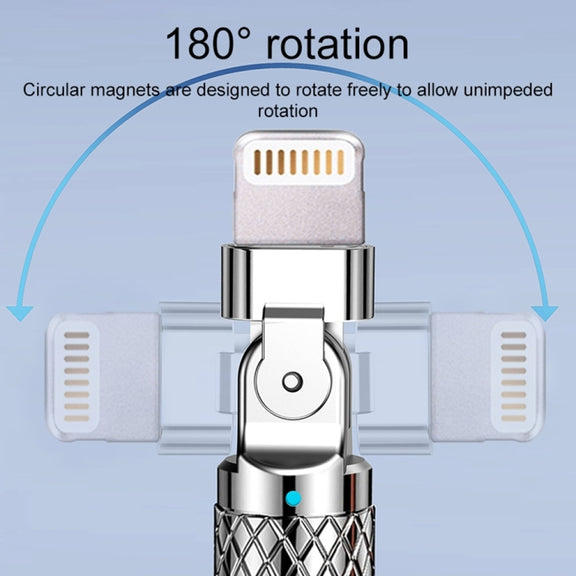 Mech Series 6A 120W USB to 8 Pin 180-degree Metal Plug Fast Charging Cable, Length: 1.8m(Black)