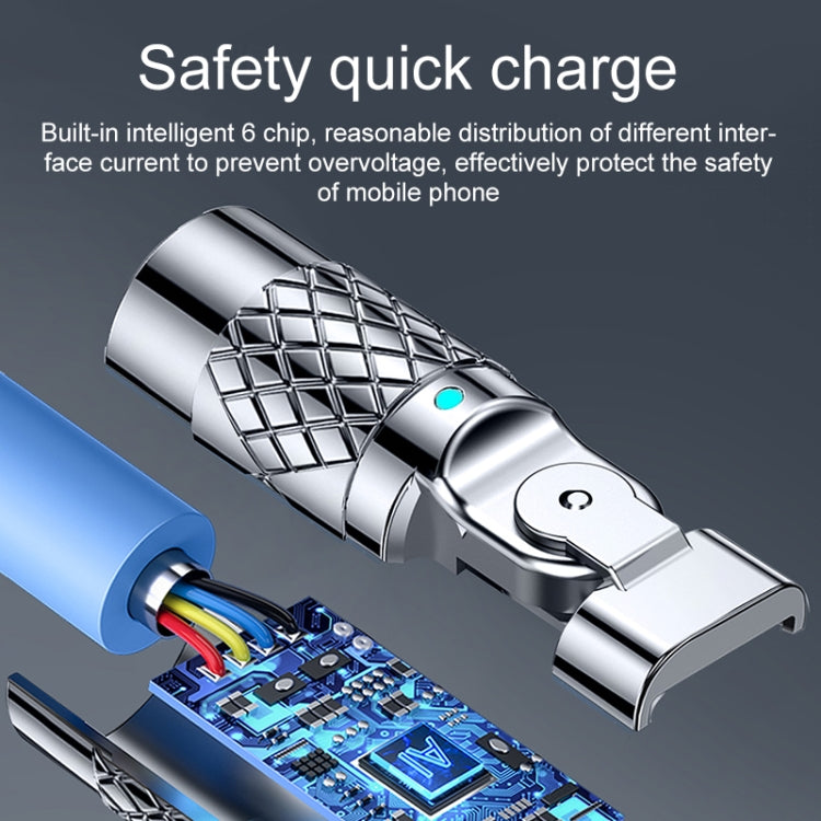 Mech Series 6A 120W USB to 8 Pin 180-degree Metal Plug Fast Charging Cable, Length: 1.8m(Black)