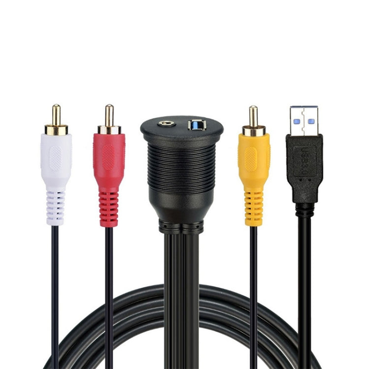 USB 3.0 Male + 3 RCA to USB 3.0 Female + 3.5mm Female Connector Car Adapter Cable, Length: 100cm - Terminal connectors by PMC TechLife | Online Shopping South Africa | PMC TechLife | Buy Now Pay Later Mobicred