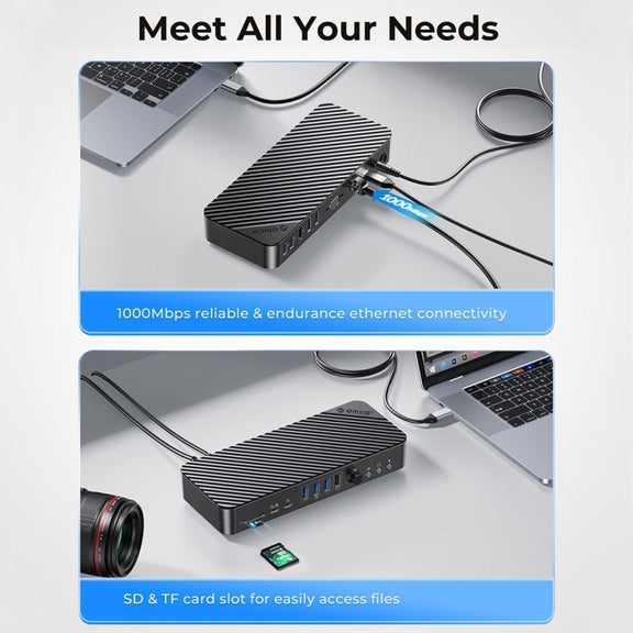 ORICO DKA20-BK-BP 10Gbps 20 in 1 Type-C 3.0 HUB Docking Station(EU Plug)