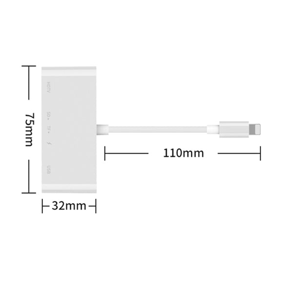 75215 5 in 1 8 Pin to HDMI + SD Card Slot + TF Card Slot + USB + 8 Pin Charging Port HD Video Converter