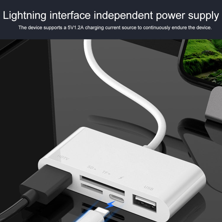 75215 5 in 1 8 Pin to HDMI + SD Card Slot + TF Card Slot + USB + 8 Pin Charging Port HD Video Converter