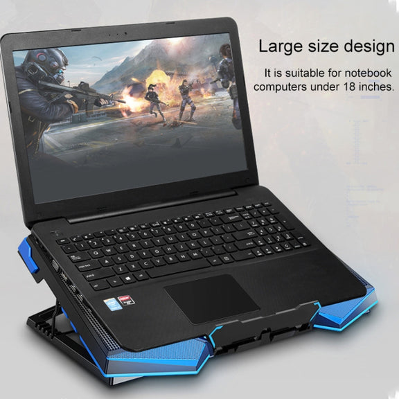 dual USB Ports Five-core Radiator Notebook Computer  Holder (Blue)
