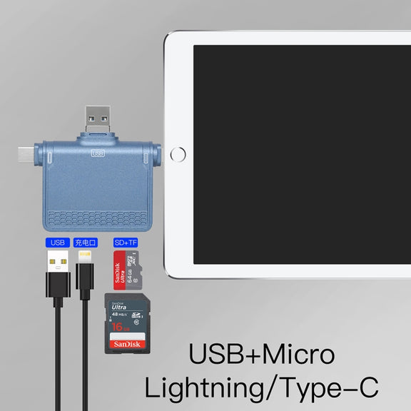NK-939C 3 in 1 USB to USB-C / Type-C + 8PIN Multifunctional Docking Station (Grey)