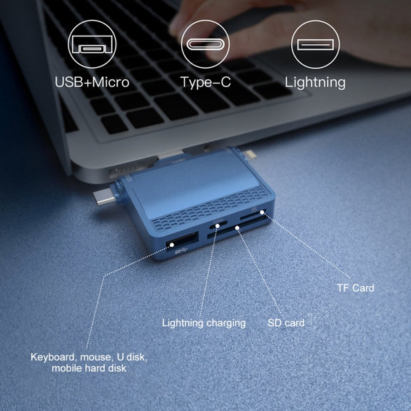 NK-939C 3 in 1 USB to USB-C / Type-C + 8PIN Multifunctional Docking Station (Grey)