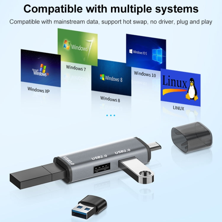 ADS-302C 3 In 1 Multi-function Type-C / USB-C HUB Docking Station (Silver)