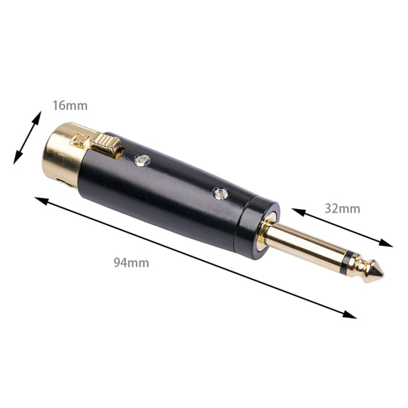 5 PCS LZ1167G 6.35mm Single Track Male Head to XRL Female Audio Adapter Plug (Black)