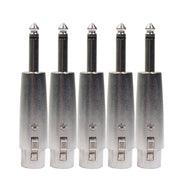 5 PCS LZ1167 6.35mm Single Track Male Head to XRL Female Audio Adapter Plug (Silver)