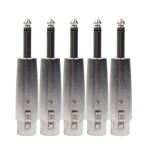 5 PCS LZ1167 6.35mm Single Track Male Head to XRL Female Audio Adapter Plug (Silver)