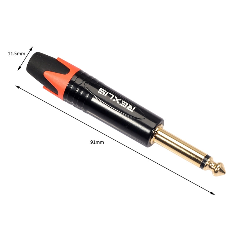 10 PCS TC202 6.35mm Gold-plated Mono Sound Welding Audio Adapter Plug(Orange)