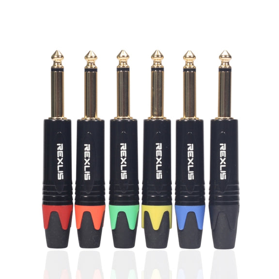 10 PCS TC202 6.35mm Gold-plated Mono Sound Welding Audio Adapter Plug(Yellow)