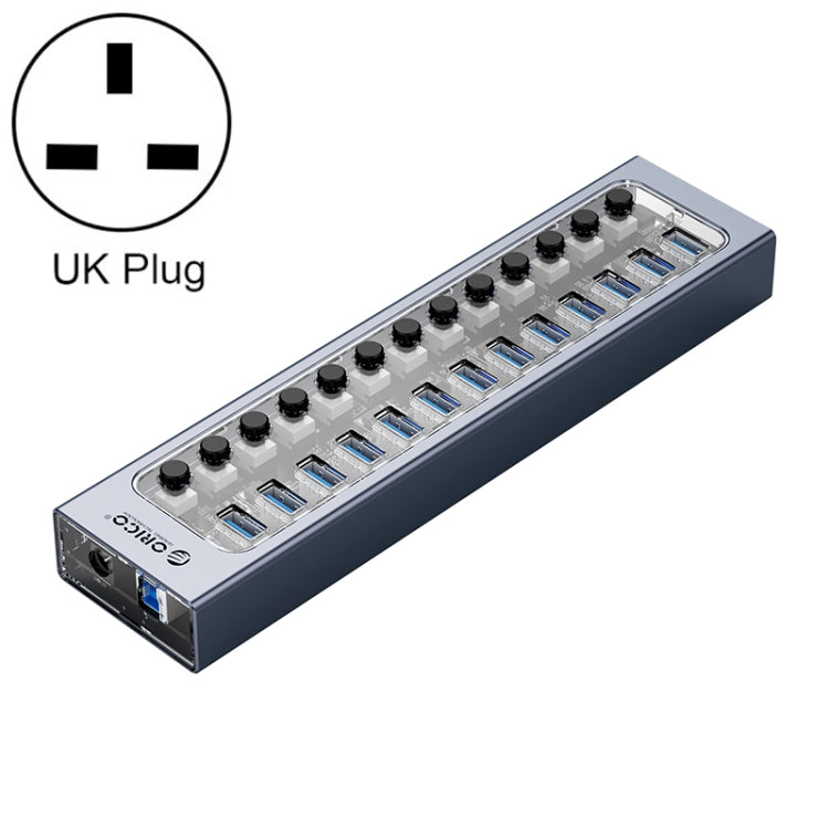 ORICO AT2U3-13AB-GY-BP 13 Ports USB 3.0 HUB with Individual Switches & Blue LED Indicator, UK Plug - free shipping - PMC Jewellery - Order now!