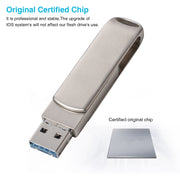 Richwell 3 in 1 64G Micro USB + 8 Pin + USB 3.0 Metal Rotating Push-pull Flash Disk with OTG Function(Silver)